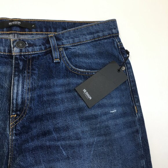 NWT HUDSON Med/Dark Wash JESSI Relaxed Cropped Boyfriend 5 Pocket Jeans - Picture 7 of 13
